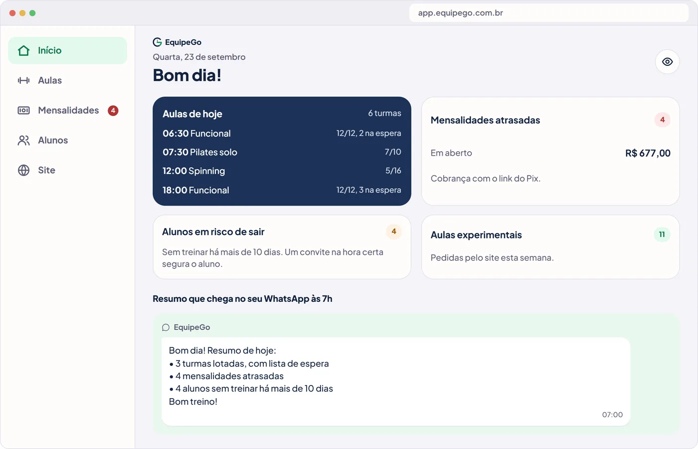 Demonstração no computador