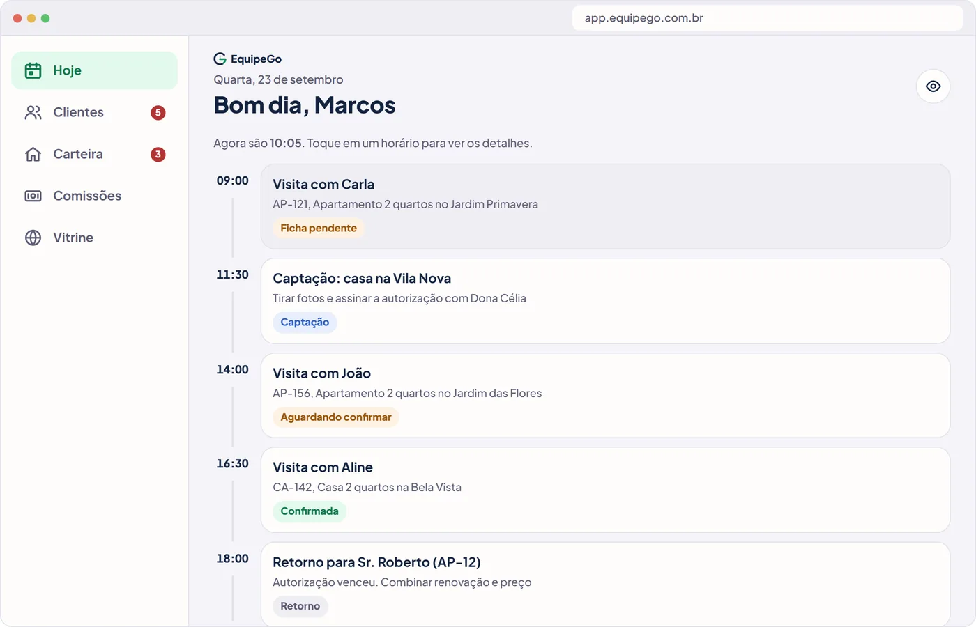 Demonstração no computador