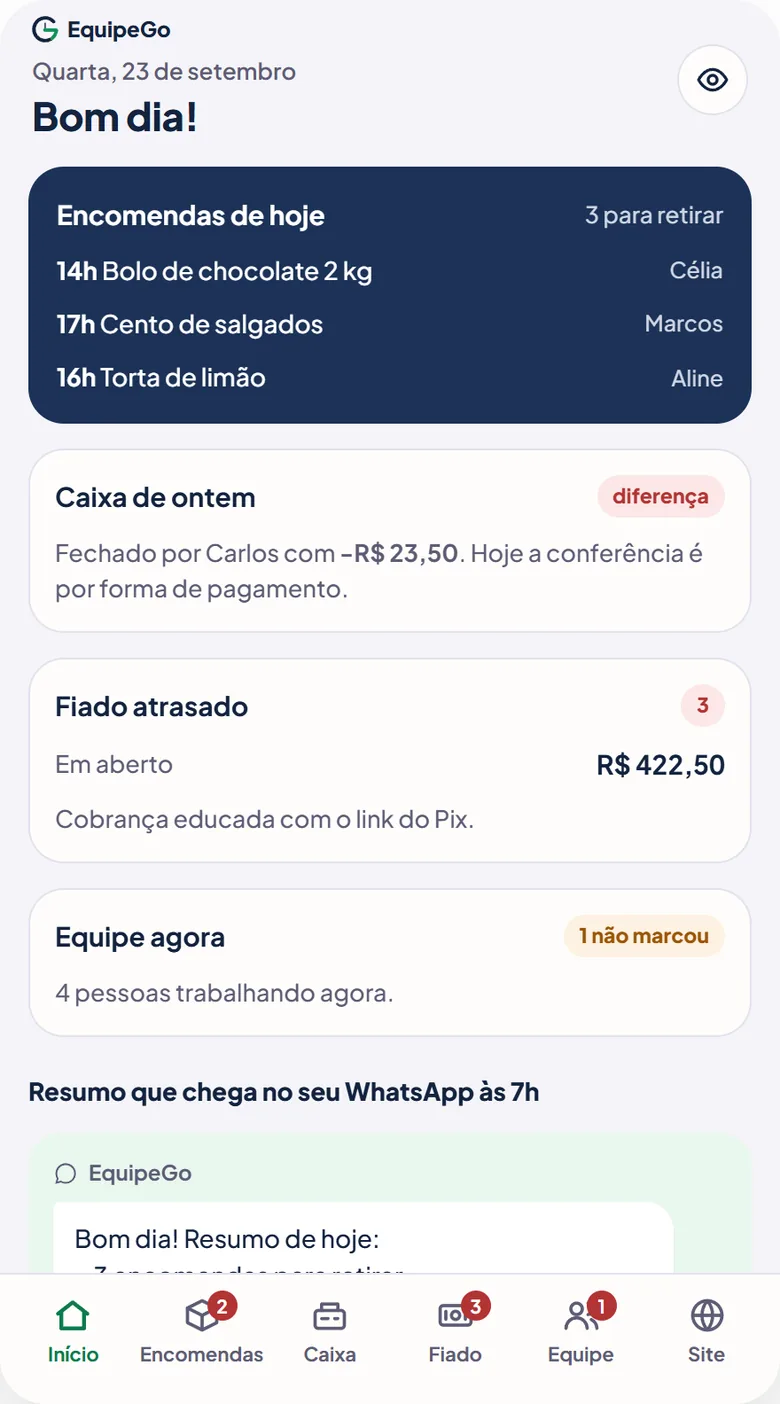 Demonstração no celular