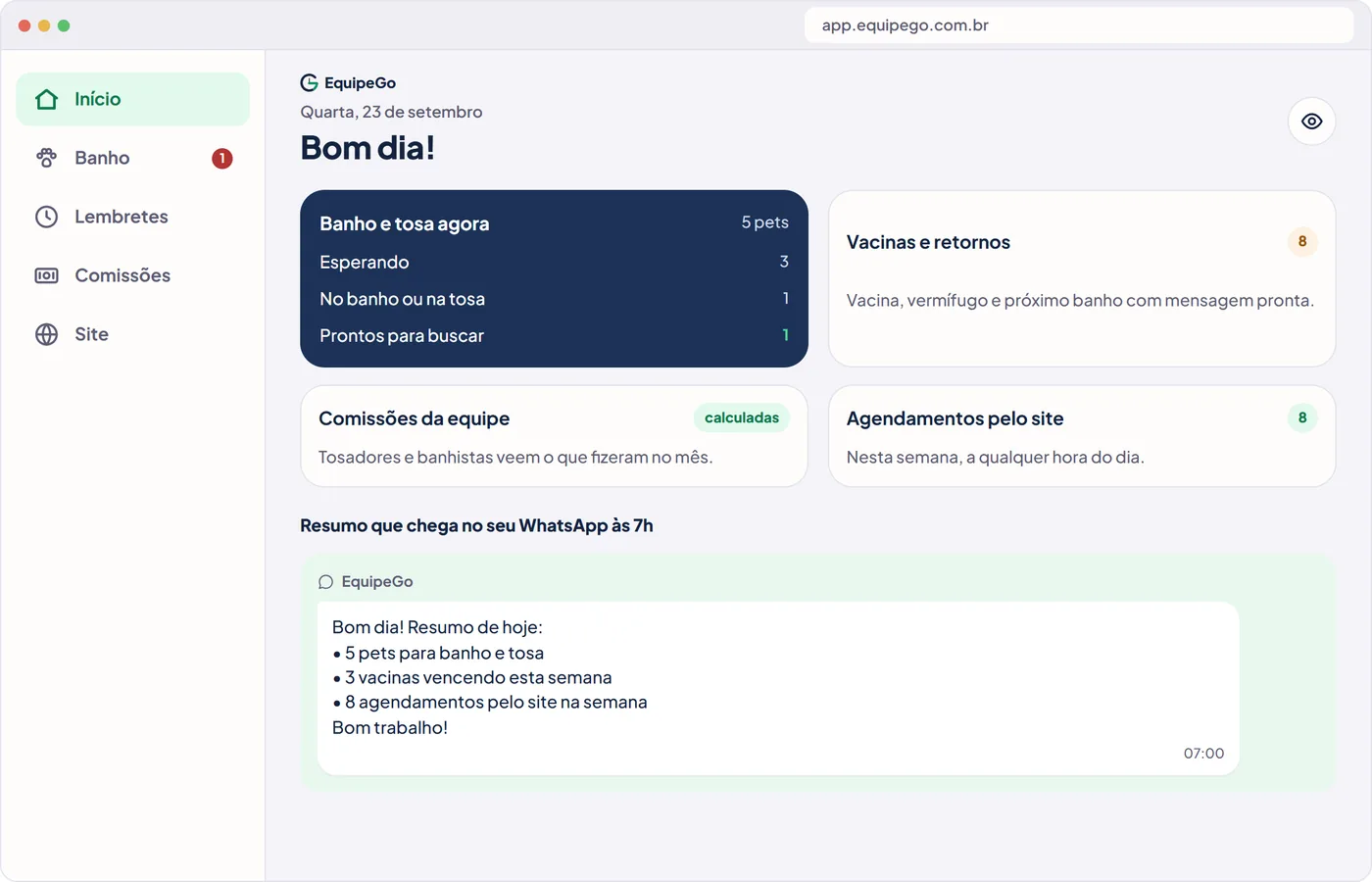 Demonstração no computador
