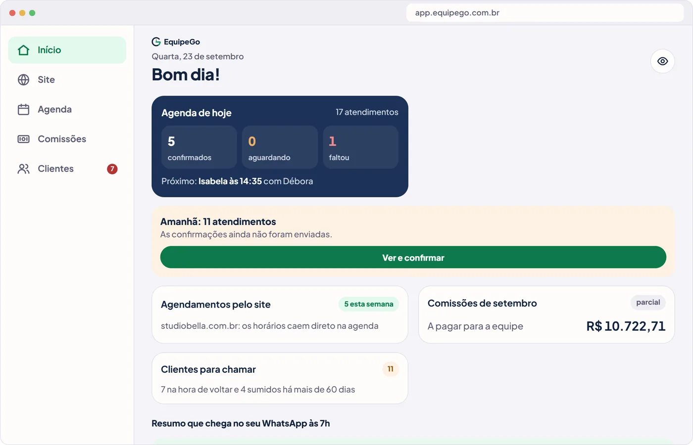Demonstração no computador